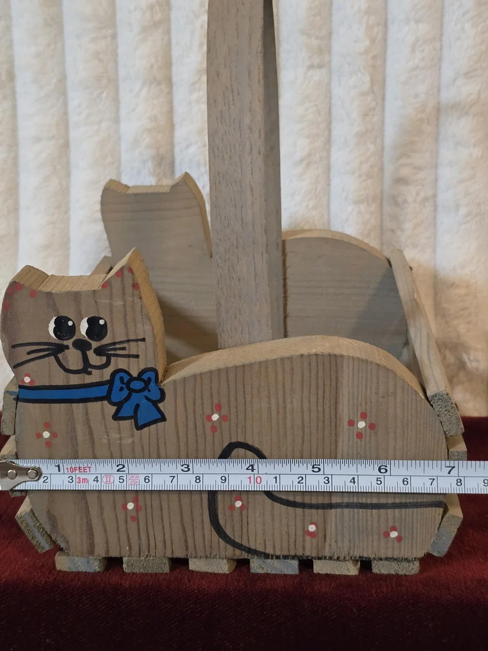 Vtg Sawmill Critters Handcrafted Wood Cat Basket Caddy Hand Painted - Tennessee